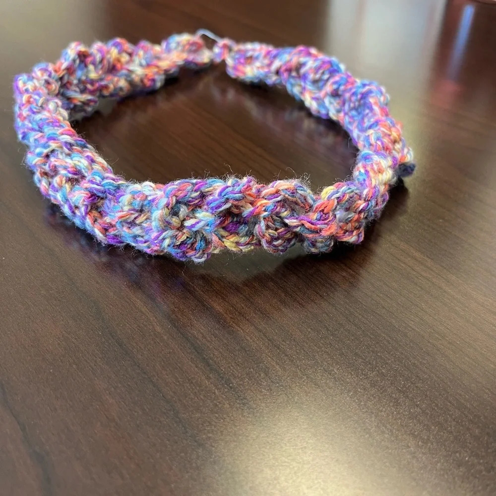 NWT Handmade Headband, crocheted stretchy multi-color, new